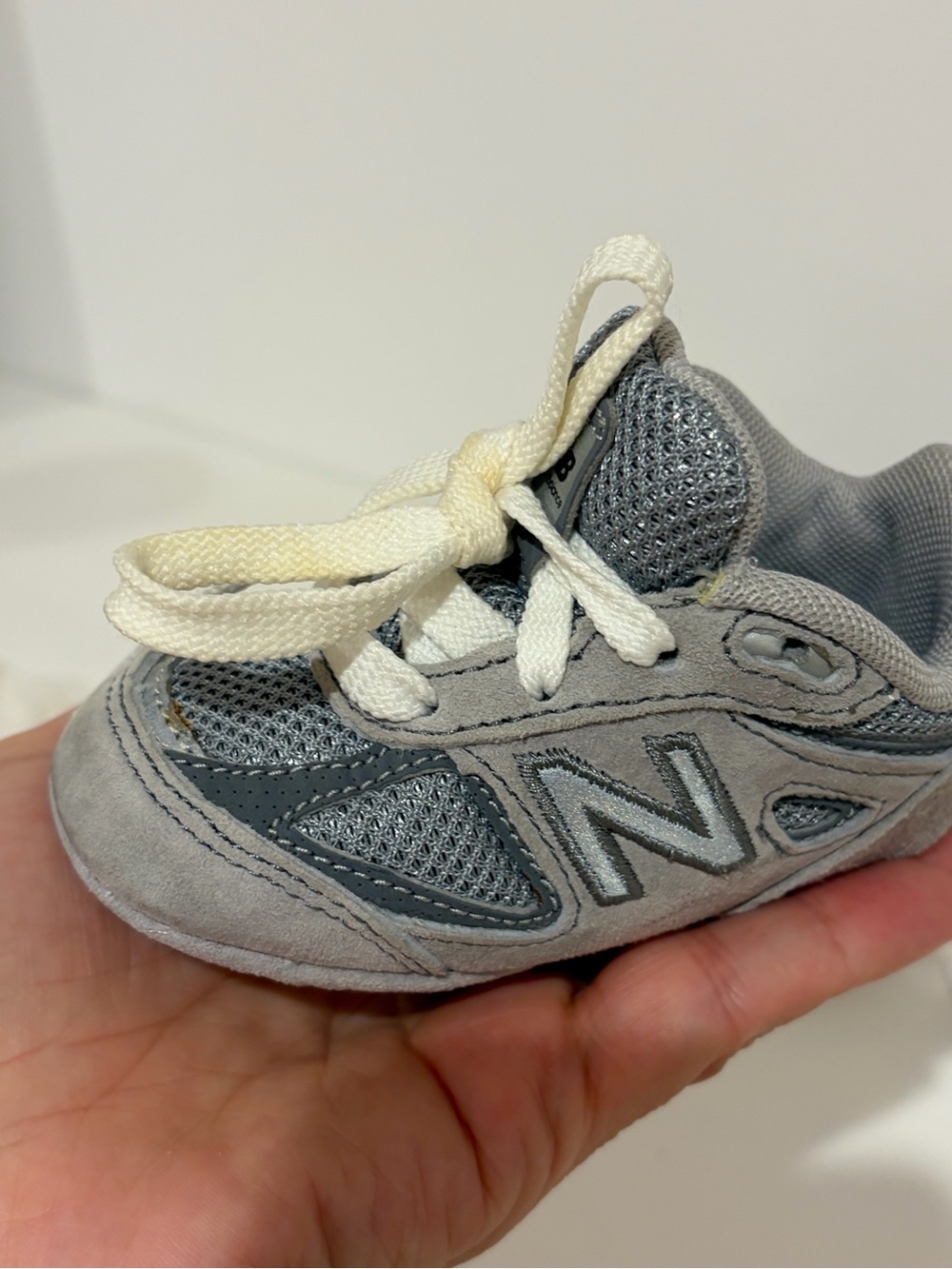 New Balance Kids Gray Suede Mesh Sneakers - Picture 9 of 10